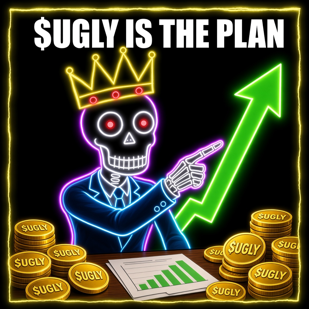 Skeleton freak pointing at the $UGLY plan